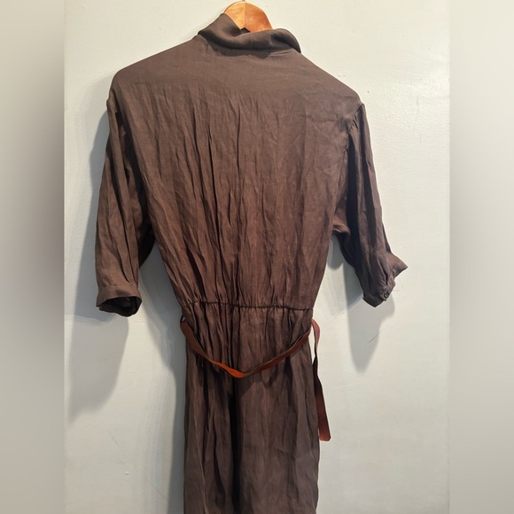 Zara Basic Brown Blouse minimalist neutral size small belt natural casual - Picture 6 of 8